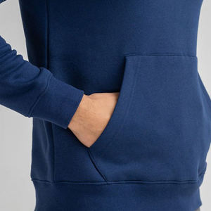 Sweat-shirt à capuche bleu marine pour homme, coupe classique, couleur unie, décontracté, en coton, pull-over, vêtements d'automne - Product Image 6