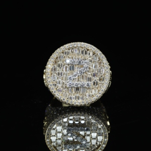 925 <b>Silver</b> 18K Gold Plated Iced Out Oval Shape Finger <b>Ring</b> Paved VVS Baguette Moissanite <b>Mens</b> Gift Hip Hop Cross Jewelry - Product Image 1