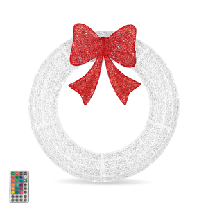 Ghirlanda Decorativa Pre-Illuminata da 36 Pollici per Interni, Ghirlanda in PVC con Luci LED e Fiocco Rosso, Telecomando e Timer per Uso Esterno - Product Image 1