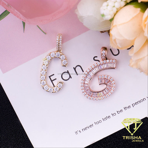 Premium <b>Gold</b> Tone <b>Number</b> " C " Charm Moissanite Diamond Statement Pendant For Jewelry Importers And Distributors - Product Image 3