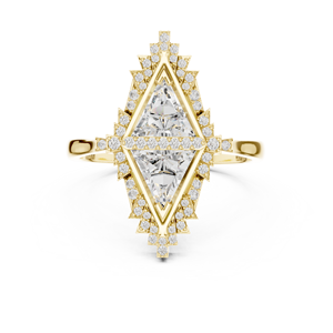 Trendy Brilliant Cut Lab Grown Diamond Rhodium Plated 18KT Yellow <b>Gold</b> <b>Ring</b> <b>Set</b> for Party Wedding Luxury Gifting Valentine Women - Product Image 1