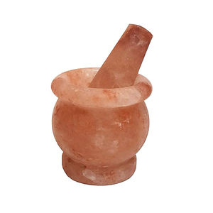 Mortier et pilon en sel rose de l'Himalaya, double usage pour la cuisine et la décoration de la maison, sculpté à la main au Pakistan, artisanat naturel - Product Image 2