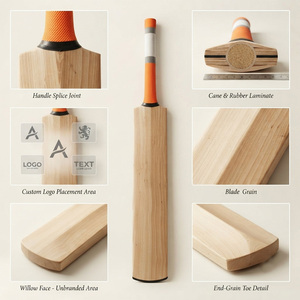 Bate de Cricket de Madera de Alta Calidad, Estilo Clásico, Duradero, 34 Pulgadas, 960g, Orientación para Mano Derecha/Izquierda, Agarre Extra - Product Image 4