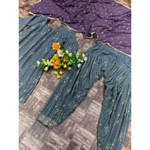 Designer Women's Party Wear <b>Top</b>-Bottom and Beautiful Dupatta Set - Product Image 4