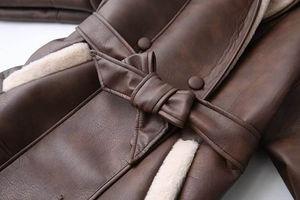 Abrigo Largo de Piel de Oveja para Mujer, de Alta Calidad, Hecho a Medida, al por Mayor, OEM, con Cuello de Piel de Zorro, Moderno y Elegante - Product Image 6