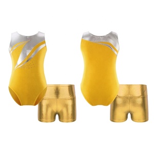 Tenue de danse de salon pour filles de 6 à 14 ans, justaucorps métallique avec short, sport, gymnastique, entraînement, patinage, compétition, spectacle sur scène - Product Image 2