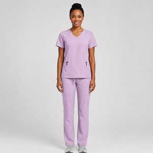 Premium Woven Spandex Hospital <b>Scrub</b> <b>Clothing</b> Set Lightweight Nursing Uniform with Functional Pockets Workwear - Product Image 1