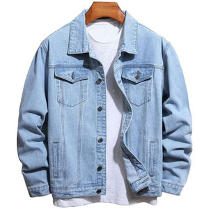 Denim <b>Jacket</b> for <b>Men</b> Women | Vintage Wash Streetwear Style OEM Jean Outerwear 100% Cotton Breathable Windproof Winter - Product Image 1