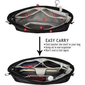 Borsa Organizer Espandibile XL Grande in Nylon Nero con Inserto Modellante per Borsa e Accessori Charm - Product Image 2