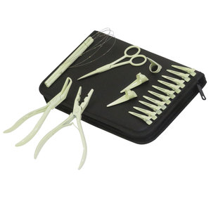 Kit professionnel d'outils pour extensions capillaires en acier inoxydable : pinces à cheveux, anneaux de séparation, aiguilles à trame, mini-ciseaux, pince à ruban, pince à friser - Product Image 6