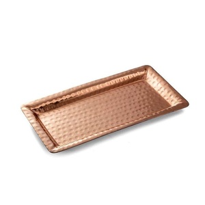 ถาดสแตนเลส ถาดเสิร์ฟโลหะ ถาดอาหารทรงกลม ถาดสแตนเลสแบบแบนตื้น - Product Image 1