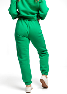 Conjunto Deportivo Verde con Capucha para Mujer, Sudadera Larga y Pantalones Deportivos, Color Sólido, Corte Holgado Informal, 100% Algodón, Ropa de Otoño - Product Image 3