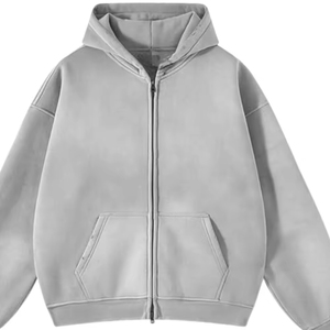 Sudadera con capucha gris lavada bordada para hombre, OEM ODM, de invierno, estilo urbano oversize, de algodón 100% de peso pesado, con hombros caídos, estilo vintage. - Product Image 2