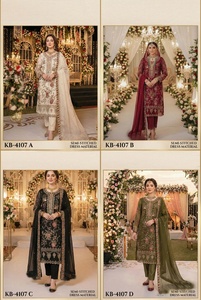 Traje pakistaní de chifón con bordado de lentejuelas y trabajo Khatli, traje de boda Salwar con conjunto de dupatta. - Product Image 5