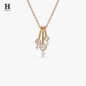 Collier pendentif en or avec grappe de diamants, bijoux fins minimalistes pour femmes, design moderne à plusieurs pierres - Product Image 2