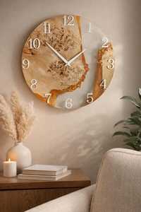 Handmade Wood Resin Wall <b>Clock</b> Large Modern Decor <b>Silent</b> Minimalist Unique Gift Living Room Kitchen Office Art - Product Image 4