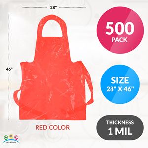 Gói 500 dùng một lần Unisex 28x46 inch 1 triệu. Màu đỏ polyethylene Tạp dề cho ngành công nghiệp thực phẩm nấu ăn tóc dressers Lớp học trang điểm - Product Image 2