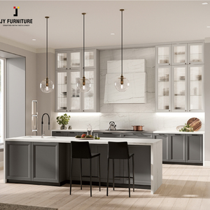 Tablero de melamina de estilo europeo de diseño personalizado de muebles JY Panel de PVC MDF Base de fregadero de cocina moderna Gabinetes de almacenamiento de mármol - Product Image 6
