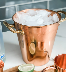Cubo de hielo de cobre de lujo para champán, cerveza y vino tinto, con asa de latón de excelente calidad. - Product Image 1