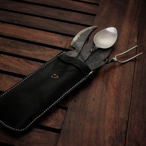 Ensemble de couverts classiques en acier au carbone forgé à la main, de haute qualité, durables, légers et écologiques pour le camping, service OEM - Product Image 5