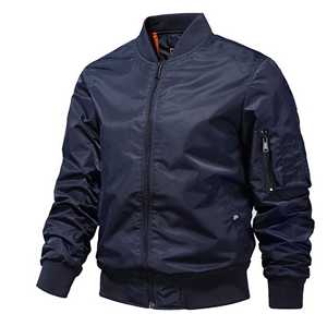 Blouson Bomber Homme Hiver Grande Taille Respirant en Toile Col Montant Logo Avant Coupe Slim Un Bouton Style Urbain - Product Image 2