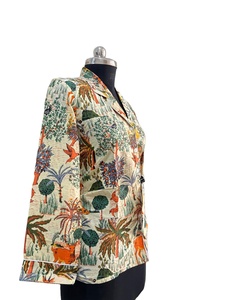 เสื้อเชิ้ตแขนยาวผ้าฝ้ายสีเบจสำหรับผู้หญิงเสื้อดาวน์มีกระดุมลายป่าตกแต่งลูกไม้ลายดอกไม้เสื้อเซ็กซี่ทรงหลวมสำหรับทุกฤดูกาล - Product Image 6