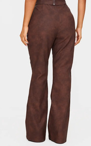 Pantalones de Moda de Cintura Media de Piel Sintética con Bajo Acampanado para Mujer, de Secado Rápido, Transpirables, de Ajuste Holgado, Estilo Urbano, 260 g/m², de Ante Sintético - Product Image 2