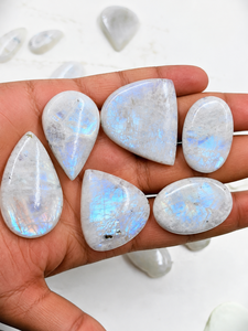 Wholesale ORGANIC GEMS <b>Rainbow</b> Moonstone Cabochons | Natural Gemstones From Rajasthan Mixed Shapes for Jewelry Making - Product Image 2