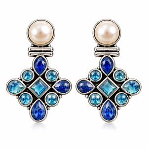 Venta al por mayor de pendientes de latón con turquesa, engaste de bisel, estilo bohemio clásico, para amantes de la boda - Product Image 3