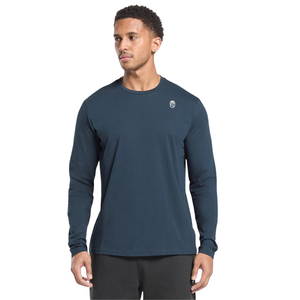 T-shirt à manches longues pour homme, coupe classique, bleu marine, respirant, en coton doux, pour la gym, l'entraînement, le sport, vêtements de sport décontractés - Product Image 1