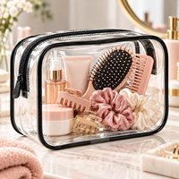 Organisateur de toilette transparent en PVC personnalisé avec fermeture éclair pour l'aéroport, le stade, la sécurité, sac cosmétique imperméable