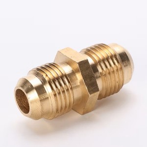 ข้อต่อทองเหลืองสำหรับแก๊ส SAE แบบข้อต่อปลายบาน 45 องศา ขนาด 3/8" x 3/8" พร้อมหัวต่อแบบ Hex สำหรับระบบ HVAC - Product Image 2