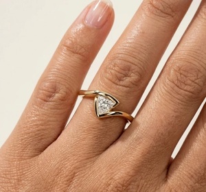 IGI Certified D color VVS Trillion Tension Set <b>Diamond</b> Bypass Engagement <b>Ring</b> 18K Solid Gold Lab <b>Diamond</b> <b>Ring</b> Geometric Jewelry - Product Image 3