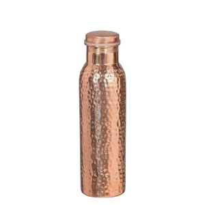 Attractive Designer Pure <b>Copper</b> Water <b>Bottle</b> with Hammered Design <b>Drinking</b> Vessel for Healthy Living Yoga and Gym Low Price - Product Image 1