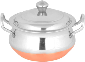 Stainless Steel Indian Serving Hand Copper Biottom Indian Dishes Serve Ware Kadai With Copper Bottom Wok <b>Cookware</b> Set of 3 Pcs - Product Image 2