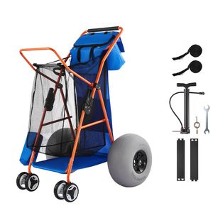 Carrito de Playa Resistente con Ruedas de 12 Pulgadas, Gran Capacidad de Carga de 165 Libras, Carrito de Playa Plegable Aislado para Arena y Camping - Product Image 1