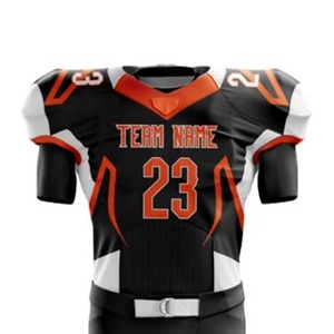 Camiseta de Fútbol Americano Personalizada Unisex Negra, Naranja y Blanca con el Número 23, Cuello en V, Manga Corta, Absorbente de Humedad, Duradera y Sublimada - Product Image 4