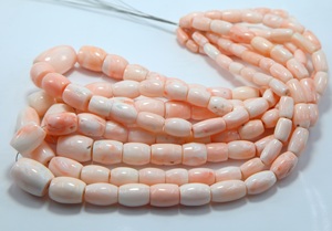 Perles tubulaires en corail rose naturel japonais, lisses, en pierre précieuse, brin de 17 pouces pour la fabrication de bijoux - Product Image 2