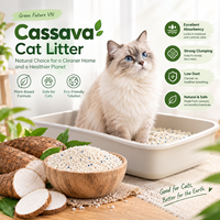 Litière pour chat en cassave de qualité supérieure, forte absorption, faible émission de poussière, emballage personnalisé, vente en gros