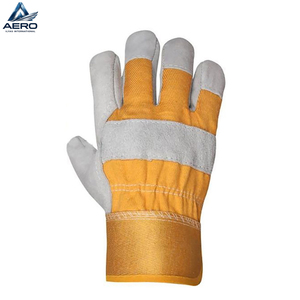 Multi-Purpose Industrial Utility Heavy-Duty Newest With Flexible Yellow Canvas Back Premium Quality Split Leather Work <b>Gloves</b> - Product Image 4