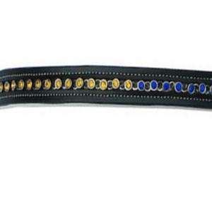 Diadema de cuero acolchada decorativa con cristales de alta calidad para caballo, para uso ecuestre y carreras de caballos. - Product Image 4