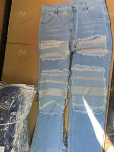 Jeans de Mezclilla Lavados Estilo Retro Americano con Diseño Desgastado e Impreso, Pantalones Anchos y Holgados de Estilo Urbano para Mujer - Product Image 2