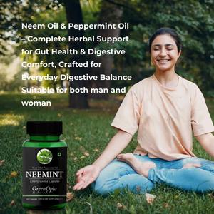 นีม เปปเปอร์มินต์ 60 แคปซูลเจลลี่บรรจุของเหลวเคลือบเอนเตอร์ติกสำหรับผู้ทานมังสวิรัติ |   ผลิตภัณฑ์เสริมอาหารสมุนไพร - Product Image 5
