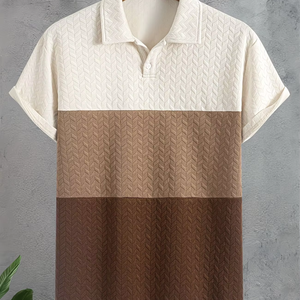 Chemise Homme Color Block Transparente en Tissu Tricoté Respirant à Manches Courtes Légèrement Extensible pour l'Été Lavage à la Main Service OEM - Product Image 1