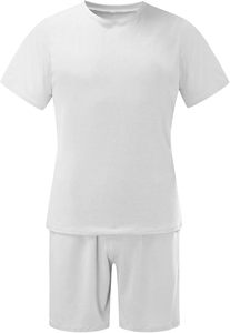 Conjunto de Camiseta y Pantalones Cortos de Algodón Blanco para Hombre, Cuello Redondo, Formal, Bordado, Transpirable, de Secado Rápido, para Verano, Tela No Tejida, Color Sólido - Product Image 5