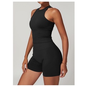 Custom Sportswear Gym Fitness Sleeveless Top Scrunch Butt Pants Workout Women Yoga Sets High Waist Front Breathable Quick Dry - Product Image 3