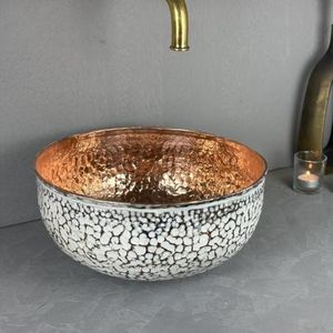 Lavabo contemporáneo de cobre, elegante lavabo de baño, tazón decorativo de metal para hogares modernos - Product Image 2