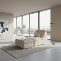 Fauteuil en velours côtelé avec repose-pieds pour le salon