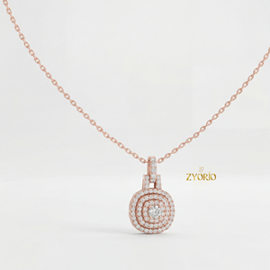 Colgante de Diamante Cultivado en Laboratorio con Halo Plateado, Chapado en Oro de 14K/18K, Joyería Fina Elegante y de Lujo para Mujer, Ideal para Compromiso, Boda o Fiesta, Atemporal - Product Image 3