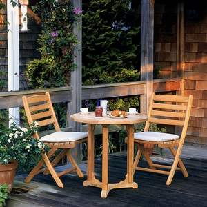 Mesa de Comedor Redonda de Madera de Teca Sólida de Primera Calidad para Exteriores, con Tablero de Listones y Base de Pedestal, Resistente a la Intemperie, Calidad de Exportación - Product Image 2